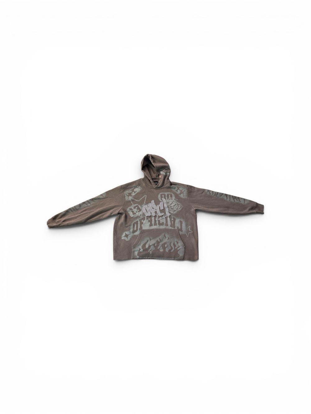 Boohoo Mens Brown Graphic Hoodie with Distressed Print